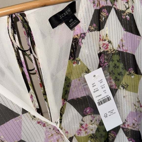 J. Crew Lurex® Chiffon Midi Dress faux wrap v neck lined keyhole back NEW 10 - Picture 4 of 8